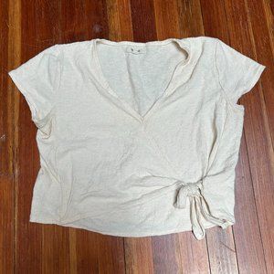 Madewell Cream Cotton Wrap Top, Sz L